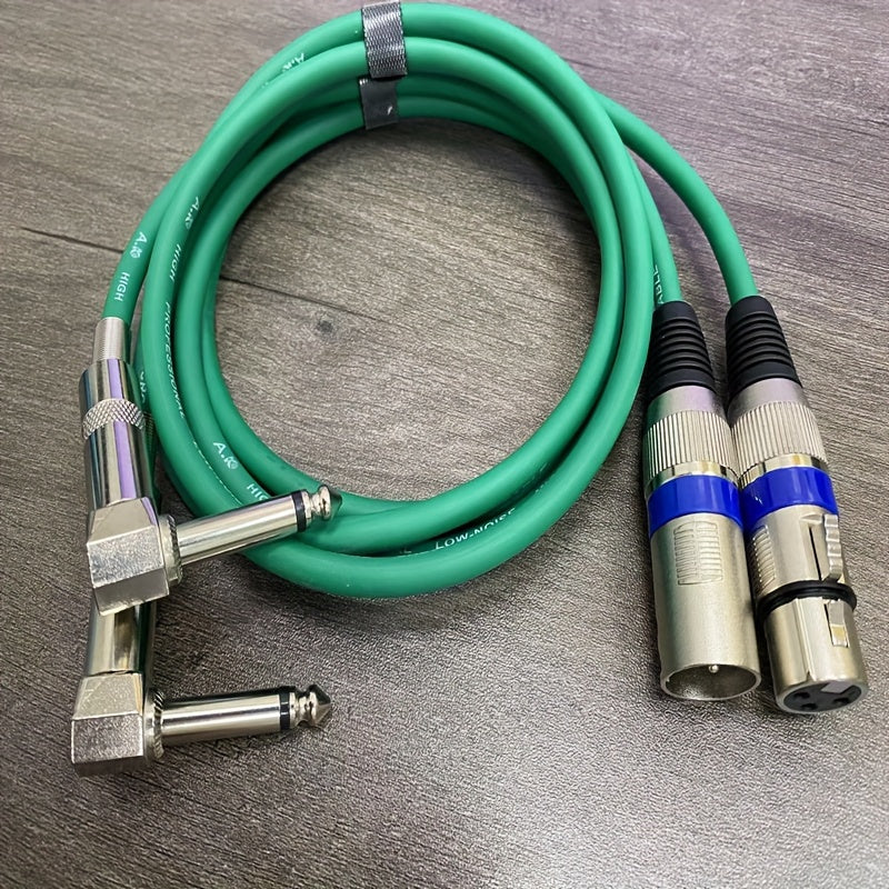 Cable de Audio de Alta Calidad de 6.5mm Macho a Hembra con Conector de Ángulo Recto - Esencial para la Afinación de Micrófonos, Fiestas y Eventos Festivos, Cable Coaxial Verde Duradero