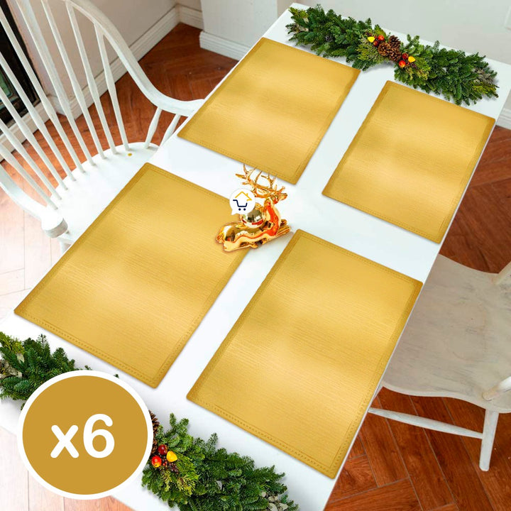 Mantel Individual Navideño x6 Metalizado Mesa Decorativo B315X6