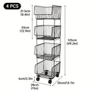 Carrito de cocina metálico resistente de 4 niveles con ruedas, organizador rodante de hierro fundido negro para despensa, garaje u oficina - Fácil armado, sin necesidad de herramientas, organizadores y almacenamiento de cocina