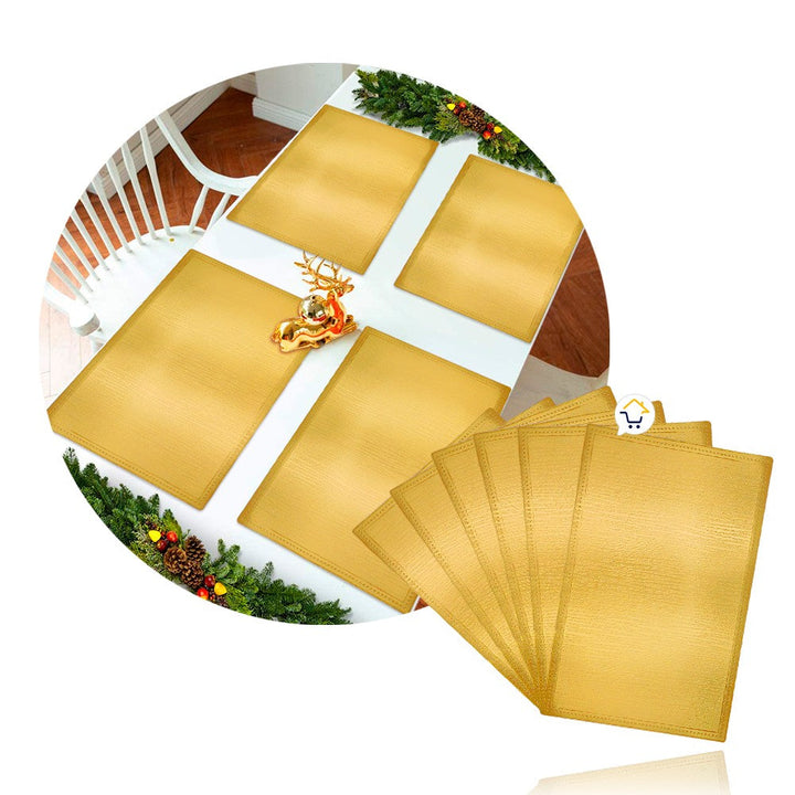 Mantel Individual Navideño x6 Metalizado Mesa Decorativo B315X6