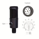 Micrófono de condensador USB con cable para computadoras y teléfonos, adecuado para karaoke, grabación, audiolibros y transmisión en vivo.
