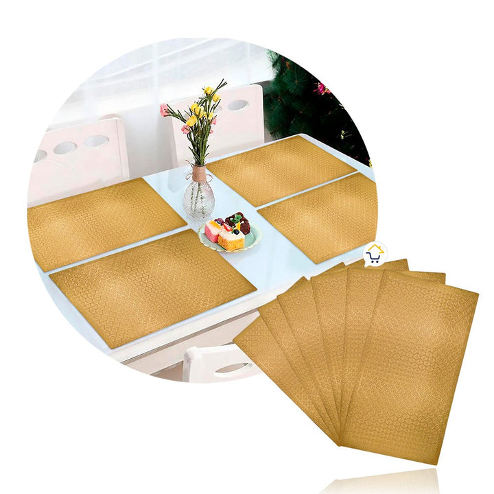 Mantel Individual Navideño x6 Metalizado Mesa Decorativo B317X6