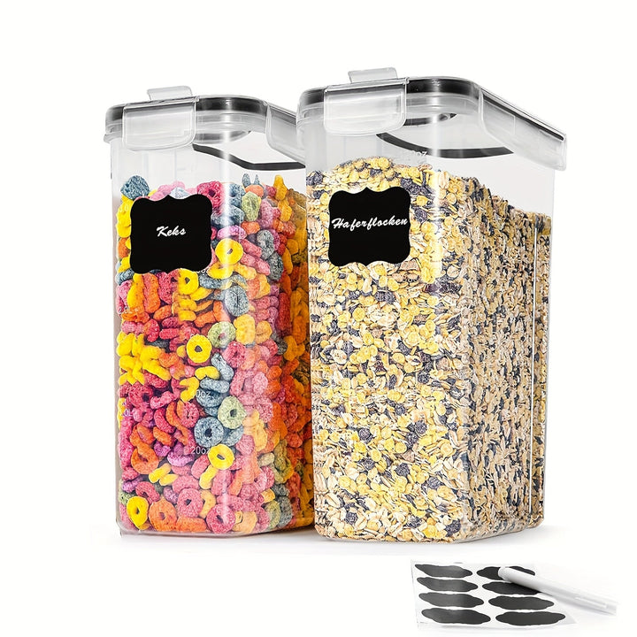 2/3/4 piezas, juego de contenedores de almacenamiento de cereales, grandes, herméticos, para almacenamiento de alimentos en la cocina y la despensa, juego de contenedores de almacenamiento de cereales para crujir, sin BPA, dispensadores, THELiFE