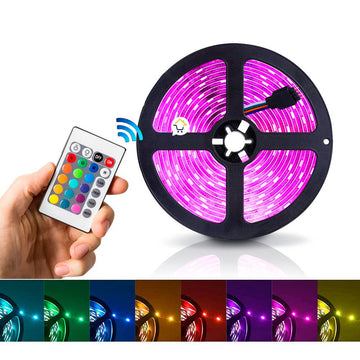 Cinta Luz Led 5 Metros RGB Multicolor Con Control Navidad SM2D605050