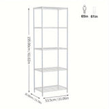 Estante de almacenamiento de metal clásico de 5 niveles, estante organizador de montaje en el piso de almacenamiento abierto para cocina, baño, dormitorio y sala de estar - Isla de almacenamiento estacionaria sin materiales de madera - Uso sin electricid