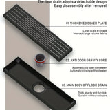 1 desagüe rectangular lineal para baño y ducha, grueso y resistente, con recolector de cabello, material resistente a olores, fácil de limpiar, acabado metálico elegante, construcción duradera