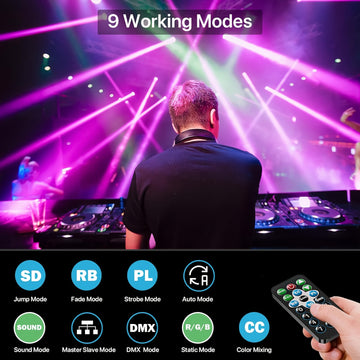36 luces LED RGB con control remoto para fiestas, shows y discotecas, efectos de iluminación DMX 512 para Navidad, Halloween, bares, clubes, bodas y escenarios, luces navideñas (ideal para iluminación escénica)
