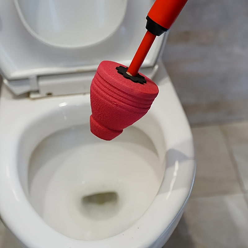 Herramienta de drenaje de inodoro FLIXBLANY - Desobstrucción de inodoro, fregadero y drenaje de ducha de alta resistencia - Mango de goma roja con cabeza de plástico blanco - Desobstrucción eficiente del baño | Diseño ergonómico | Toma de goma