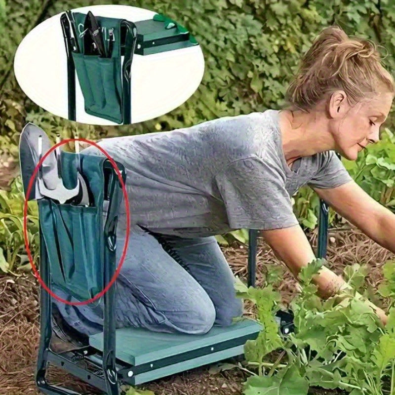 New Durable Oxford Taburete de Jardinería con Bolsa para Herramientas - Organizador Portátil Multiusos para Cuidado del Jardín, Patio y Césped, Bolsa de Almacenamiento para Herramientas de Jardinería