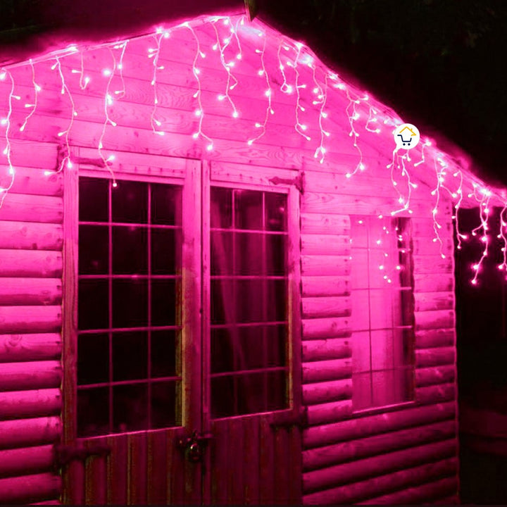 Cortina LED Intercalada 7 Metros 240 LED Decoración Navidad Fucsia LEDC240L