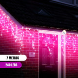 Cortina LED Intercalada 7 Metros 240 LED Decoración Navidad Fucsia LEDC240L