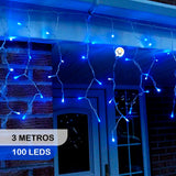 Cortina LED Intercalada 3 Metros 100 LED Decoración Navidad Azul 100LEDCA1