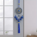 1pc Placa de Flor con Borla y Campana de Ojo Azul para Decoración de Pared de Ventana de Entrada, Campanilla de Viento para Pasillo Exterior, Balcón y Patio