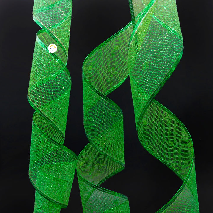 Cinta de Malla Navideña Metalizada x3 Rollos 9 m Verde 6246V