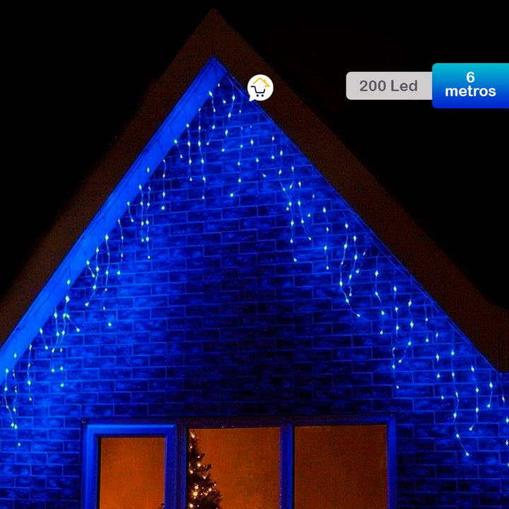 Cortina LED Intercalada 6 Mts 200L Navidad AZUL 200LEDCA1