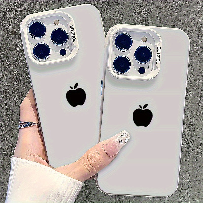 Estuche Minimalista de Negocios con Patrón de Manzana Plateada Adecuado para iPhone 16 PRO MAX, iPhone 15 PRO MAX 14 16 PLUS 15 13 12 11 7 8P X XR XS MAX, Funda Móvil Anti-Caída de Alta Estética Modelo A429TYBL68