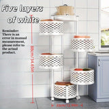 Estante de almacenamiento de cocina giratorio de 3 niveles - Organizador plegable y móvil que ahorra espacio con cajones de fresco para verduras, estante para snacks y ganchos para utensilios para cocinas modernas, estante de almacenamiento de cocina, co