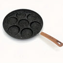 Paella Antiadherente de 7 Ranuras - Sartén Duradera para Desayuno con Hierro, Ideal para Panqueques, Salchichas y Alitas de Pollo - Utensilios Portátiles para Cocinar en Casa o Camping con Distribución Uniforme del Calor, Fácil Limpieza