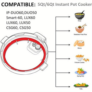 2 piezas de Anillos de Sellado de Silicona para Olla Instantánea de 6Qt - Grado Alimenticio, Resistentes al Calor, Antifugas y Fácil Limpieza para IP-DUO60/LUX60, DUO50/LUX50, Smart-60, CSG60/CSG50 - Cocina Dulce y Salada, Sellado Estanco | Diseño Elegan