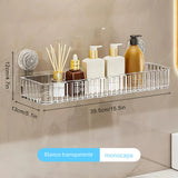 Estante de baño con ventosa Musurjoy, estante de almacenamiento montado en la pared sin taladrar, acabado de espejo, 1 pieza, para organizador de cosméticos de tocador de inodoro, decoración navideña, suministros de baño de cocina para el hogar
