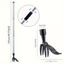 Pulidor de malezas de acero manual de 3 secciones con cabeza de cuatro garras y mango largo - Diseño de poste ergonómico para la fácil eliminación vertical de malezas, no se requiere doblarse o arrodillarse, herramienta de jardín duradera de metal para e