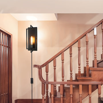 Juego de 2 lámparas de pared estilo granja con pantalla metálica, ideal para dormitorios y estudios (bombillas no incluidas)