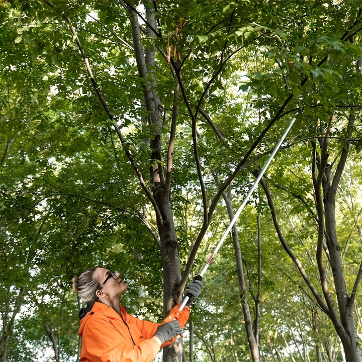 Sierras de Poda Duraderas de Acero Inoxidable con Mangos Ergonómicos Largos y Cuchillas Giratorias - Tijeras de Jardín Cómodas para la Agarre, Recolección de Frutas, Podado de Ramas - Herramienta Manual Robusta para Jardineros Casuales y Paisajistas Prof