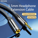Cable de extensión de audio de alta fidelidad de 3,5 mm, chapado en oro de 24K + trenzado de nailon, compatible con para for iphone/para for ipad/dispositivos Android - RIKSION, conector masculino a masculino, cable de audio portátil | Cable de auricular