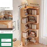 Estantería de madera maciza, repisa de esquina de varios niveles independiente, fácil de armar, para sala de estar, oficina, no requiere electricidad, material de madera dura, librero de esquina