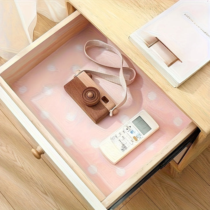 3 rollos de forros de cajones hechos de material PET para armarios de cocina, almohadillas a prueba de humedad y aceite, accesorios para cajones de armarios, artículos de almacenamiento para el hogar, decoración del hogar, decoración de habitaciones.