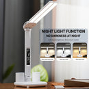Soporte de bolígrafo de 3 en 1 con doble cabeza, lámpara USB, lámpara de escritorio, luz nocturna, luz de lectura para estudios, luz ambiental decorativa, uso con enchufe USB, control táctil de tres tonos, control de reloj con botón, adecuado para escrit