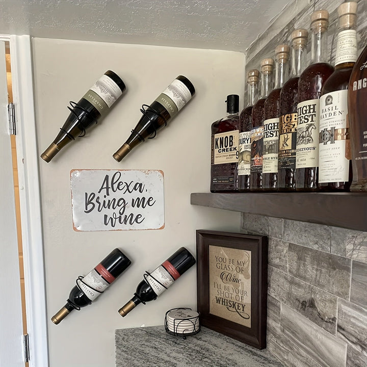 Conjunto de 3 piezas / 6 piezas Estante Colgante para Botella Individual de Vino Tinto en Hierro, Soporte de Exhibición, Utilizado para Almacenar Bebidas/Vino Tinto/Herramientas/Flores, etc., Estante Colgante Multifuncional