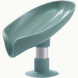 Plato de jabón con diseño de hojas de secado rápido con ventosa - Sin taladro, fácil instalación, sin acumulación de agua, soporte de jabón de plástico duradero para baño y cocina, soporte de jabón de ducha