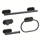 4 piezas Juego de accesorios de baño de acero inoxidable moderno, Anillo de toalla, Barra de toalla, Toallero, Juego de colgantes de baño, Soporte para toallas de mano, Soporte para papel higiénico, Toallero de baño