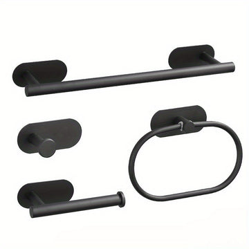 4 piezas Juego de accesorios de baño de acero inoxidable moderno, Anillo de toalla, Barra de toalla, Toallero, Juego de colgantes de baño, Soporte para toallas de mano, Soporte para papel higiénico, Toallero de baño