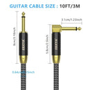 Cable de Guitarra 10ft, Paquete de 2, Cable para Amplificador, Cable Recto a Recto/ Ángulo Derecho de 1/4 pulgada, Cable de Guitarra Chapado en Oro, Trenzado / Verde/ Amarillo TS para Guitarra Eléctrica, Artículo Más Vendido, Temporada de Graduación