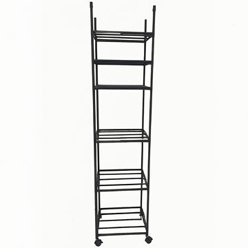 Carro de almacenamiento de metal de 6 niveles con ruedas y ganchos - Organizador modular de gran capacidad para cocina, baño, armario, despensa - Mueble multiusos que ahorra espacio (negro), carro de cocina con ruedas, unidad de estanterías versátil, dis
