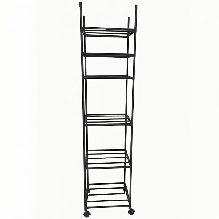 Carro de almacenamiento de metal de 6 niveles con ruedas y ganchos - Organizador modular de gran capacidad para cocina, baño, armario, despensa - Mueble multiusos que ahorra espacio (negro), carro de cocina con ruedas, unidad de estanterías versátil, dis