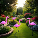 Luces solares para paisajes exteriores, estatuas de flamencos rosados para jardín con iluminación LED - duraderas y hechas de plástico, ideales para caminos de flores, céspedes y decoraciones de Halloween y Pascua