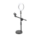 Barra de Iluminación Superior Versátil con Soporte para Teléfono y Soporte para Micrófono de Escritorio - Hierro Negro, Ideal para Transmisiones en Vivo y Fotografía de Comida