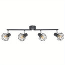 1pc HIMGOR Industrial Luz de techo de montaje semibrillo de 4 luces, jaula de metal negro con base E14, diseño desmontable para dormitorio, sala de estar y comedor - No incluye bombillas, incluye accesorios de instalación, lámpara de techo para sala de e