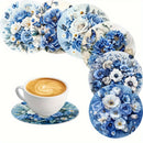 8 Piezas de Posavasos de Madera con Tema Floral, Resistentes al Calor, Decorativos para Café y Té, Ideales para Hogar o Restaurante, Regalo Perfecto para Padres y Amigos