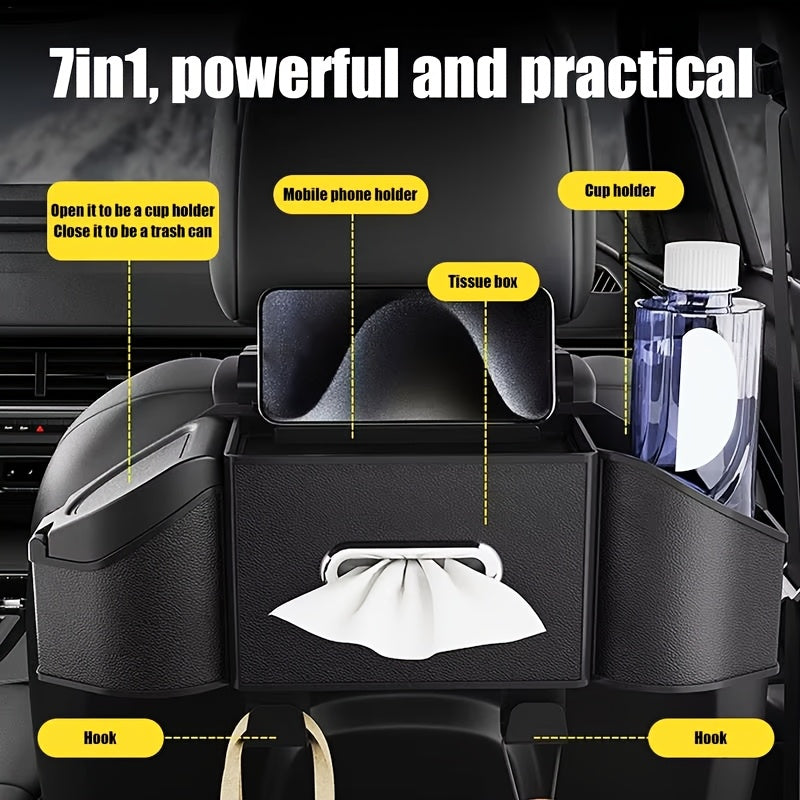 Organizador Universal de Resina ABS para Asiento Trasero de Coche de 1 Pieza con Caja de Almacenamiento Multifuncional para Interior de Auto, Porta Pañuelos y Ganchos para Acceso del Lado del Conductor y del Pasajero