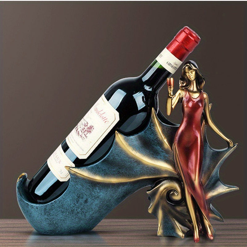 Soporte para vinos decorativo de resina azul y rojo antiguo, accesorio para sala, estudio o cocina, adorno artesanal para bailarines