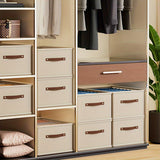 1pc Caja de Almacenamiento de Tela Oxford Moderna con Asa de Cuero Sintético Mejorada, Rectangular, Multiusos, Organizador de Ropa para el Hogar - Perfecto para la Organización de Armarios de Temporada, Almacenamiento Debajo de la Cama para Invierno/Prim