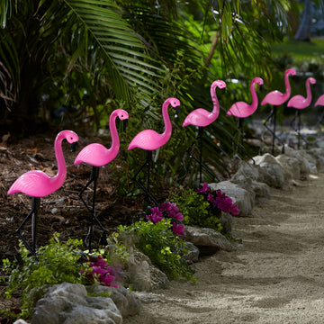Juego de 3 luces solares de flamencos, decoración para jardín exterior, adorno de flamencos, regalo para cumpleaños, Navidad o casa nueva, ideal para patio, césped o pasillos