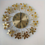 [Reloj Moderno de Flores Redondo] Reloj de Pared Silencioso Moderno Metálico de 14.17 pulgadas - 1 pza Diseño Redondo de Flores Fácil de Leer Con Cristales - Accesorio de Decoración para Sala de Estar y Dormitorio