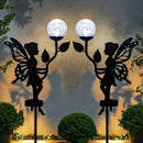 2 Piezas de Decoración Solar para Jardín de Hadas, Estatuas de Metal con Globos de Vidrio Craquelado y Luces, Silueta IPX4 para Exteriores, Patio, Jardín, Caminos, Regalos de Jardinería para el Día de la Madre, Decoración para Exteriores y Césped