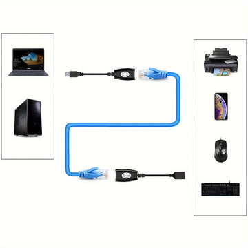 Adaptador USB a Cat5 - Extensor USB 2.0 Sobre RJ45 Ethernet, Compatible con Cables Cat5/Cat5e/Cat6/Cat7/Cat8