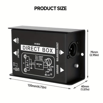 [Caja DI premium AMACEX] Caja DI de audio directo AMACEX con entradas estéreo duales 1/4 de alta impedancia, soporte para guitarras/bajos, inyección directa activa premium con salidas Thru y XLR